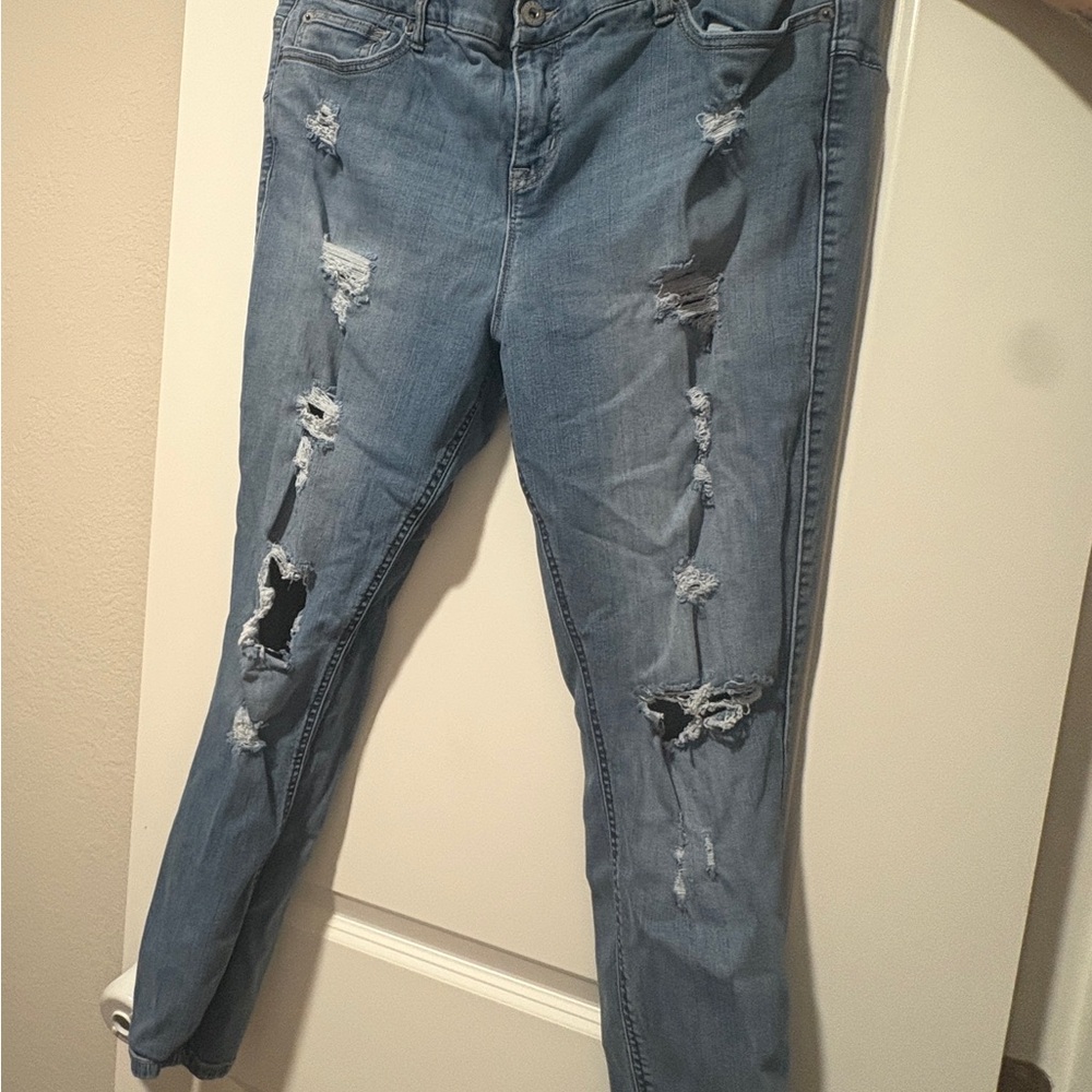Torrid Light Blue Distressed Skinny Jeans